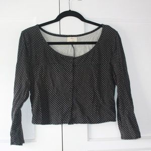 Polka Dot Quarter Sleeve Crop Top